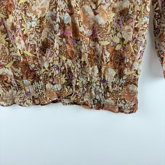 Women’s Nordstrom Fire Los Angeles Floral Sheer Chiffon Blouse Shirt Size Small - Picture 2 of 4